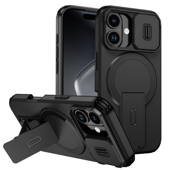 For iPhone 18 Case | MagSafe Compatible Sliding Camera Shield Kickstand Cover, Black