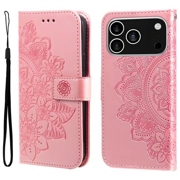 For iPhone 18 Pro Wallet Case - Protective Embossed Floral PU Leather Cover, Rose Gold | iCoverLover Australia