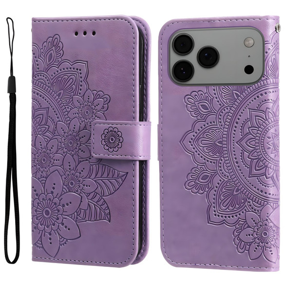 For iPhone 18 Pro Max Wallet Case - Protective Embossed Floral PU Leather Cover, Light Purple | iCoverLover Australia