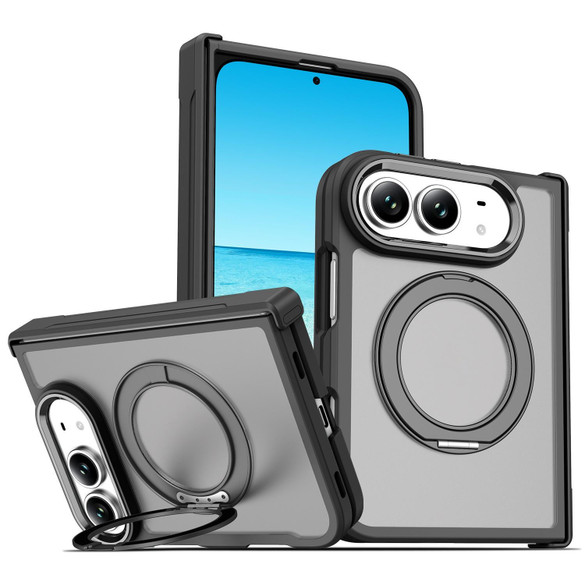 For iPhone Duo Case - MagSafe Ring Stand - Clear Black