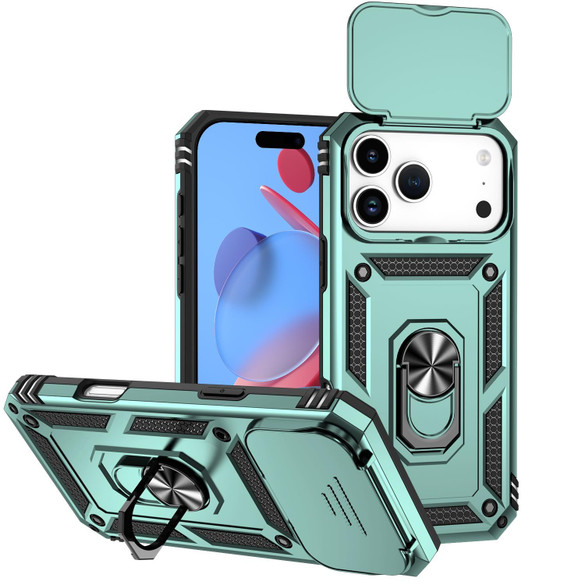 For iPhone 18 Pro Case - Camera Shield Ring Stand - Dark Green