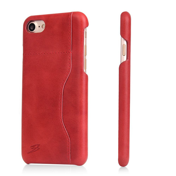 Red Waxed Cow Leather Wallet iPhone SE 5G (2022), SE (2020) / 8 / 7 Case | iCoverLover