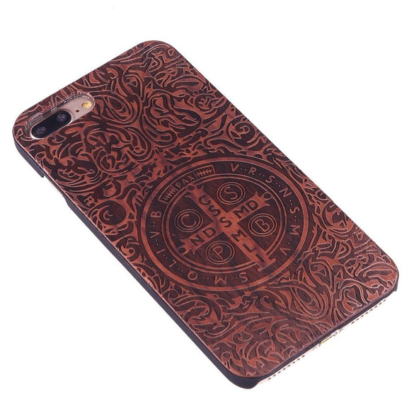 Rosewood Benedictine Cross Wooden iPhone 8 PLUS & 7 PLUS Case | Wooden iPhone 8 PLUS & 7 PLUS Cases | Wooden iPhone 8 PLUS & 7 PLUS Covers | iCoverLover