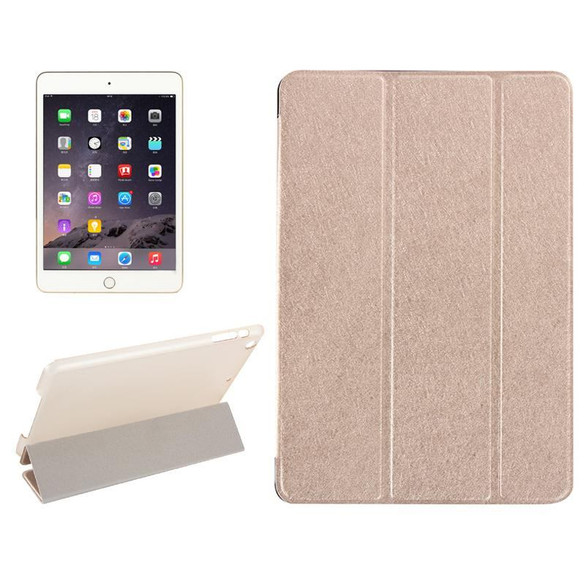 Gold Silk Textured 3-fold Leather Folio iPad Mini 4 | iCoverLover