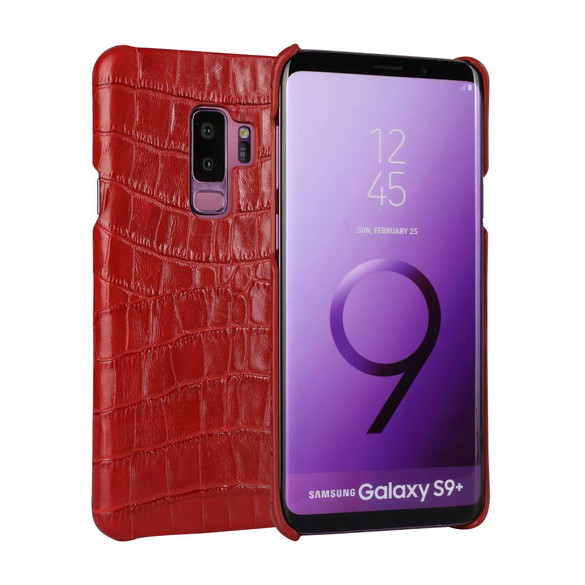 Samsung Galaxy S9 PLUS Case Red Crocodile Texture Genuine Leather Back Shell with Enhanced Grip and Shock-resistant | Genuine Leather Samsung Galaxy S9 Plus Cases | Genuine Leather Samsung Galaxy S9 Plus Covers | iCoverLover
