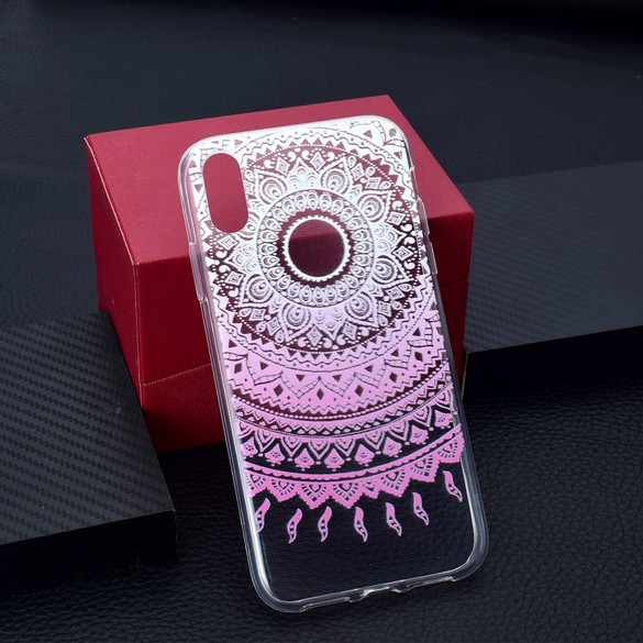 iPhone XR Case Pink Mandala Flower Patterned Grippy TPU Back Shell Cover with Shockproof Feature | Protective Apple iPhone XR Cases | Protective Apple iPhone XR Covers | iCoverLover