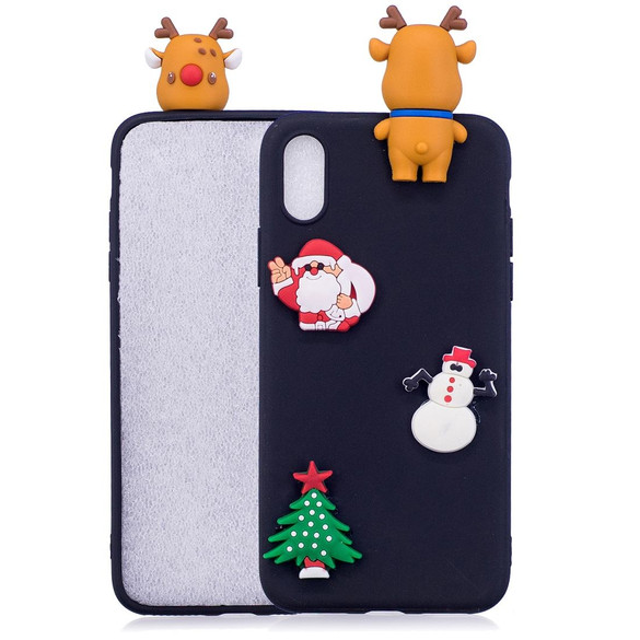 iPhone XR Case Black 3D Christmas Elk Pattern TPU Protective Cover With Shockproof Material, Anti-Scratch Exterior, Flexible Body, And Enhanced Anti Slip Grip | Protective Apple iPhone XR Cases | Protective Apple iPhone XR Covers | iCoverLover