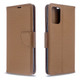 For Galaxy S20+ Plus Lychee Texture Pure Color Folio PU Leather Case with & Card Slots & Wallet & Lanyard Brown | iCoverLover Australia