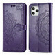 iPhone 12, 12 mini, 12 Pro, 12 Pro Max Case, Embossed Mandala Design PU Leather Wallet Cover, Stand, Lanyard, Purple | iCoverLover Australia