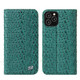 iPhone 12 / 12 Pro (6.1in) Case Fierre Shann Crocodile Genuine Cow Wallet Leather Cover Green
