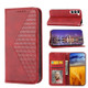 For Samsung Galaxy S23 Ultra, S23+ Plus, S23 Case, Cubic Grid PU Leather Wallet Cover, Red | Folio Cases | iCoverLover.com.au