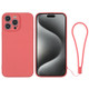 For iPhone 15 Pro Max, 15 Pro Case, Silicone Soft Cover, Wrist Strap, Orange Red | iCoverLover Australia