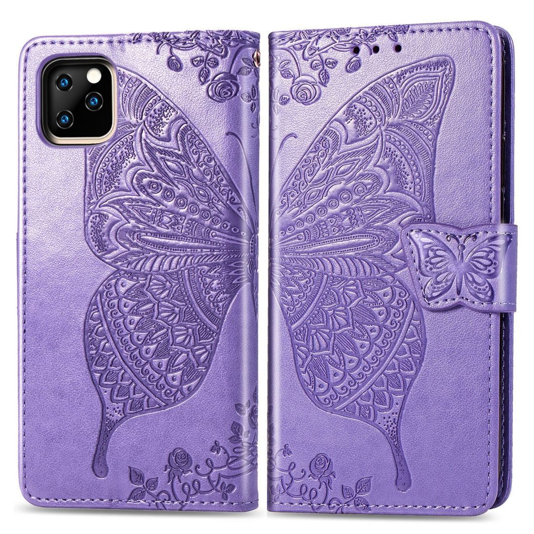 For iPhone 11 Pro Max Case, Butterfly Embossed PU Leather Wallet