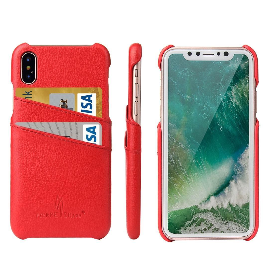 iPhone XS X Case Red Handmade Genuine Leather Fashion Back Shell