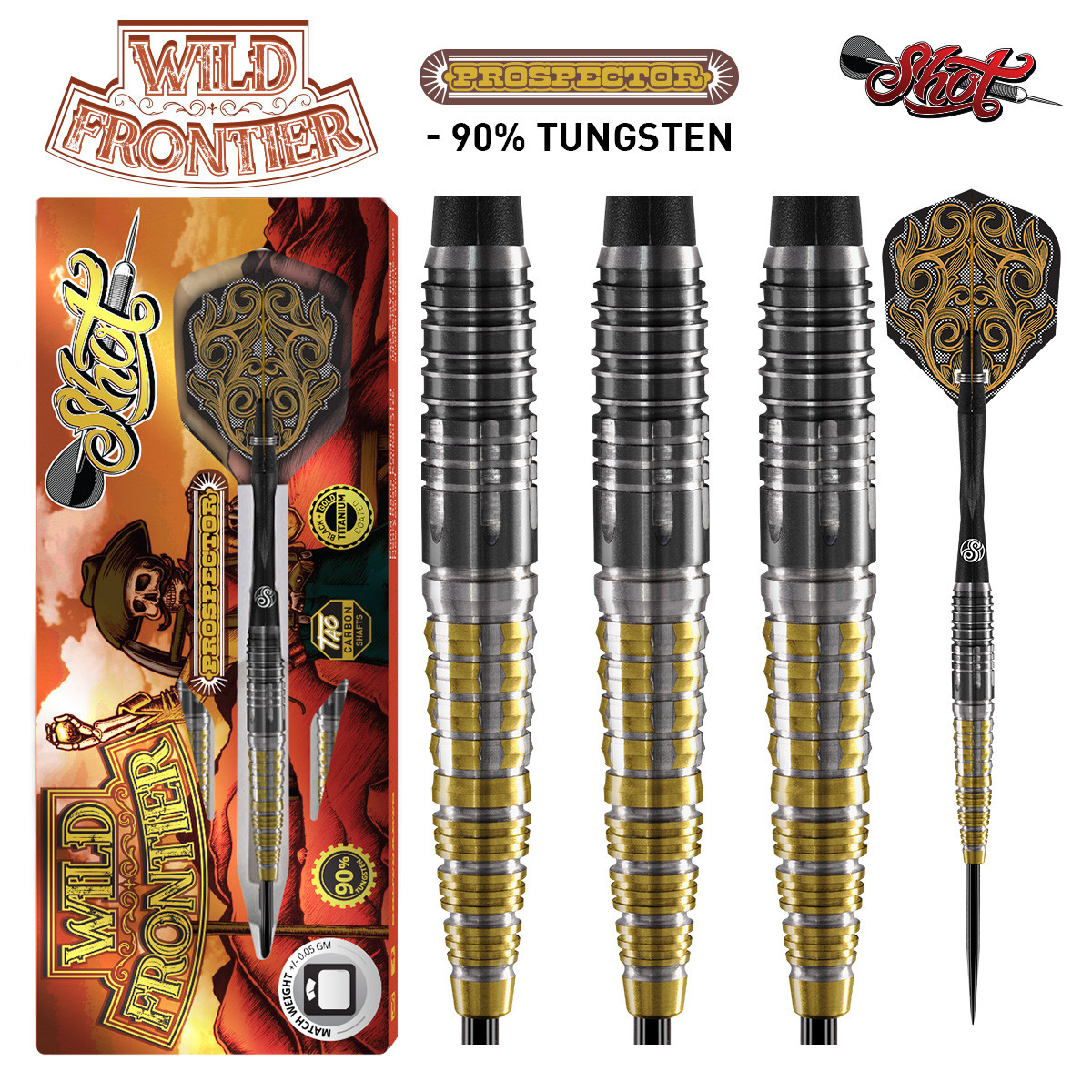 ダーツ　shot! Shot Wild Frontier Prospector - Steel Tip Darts - 24g