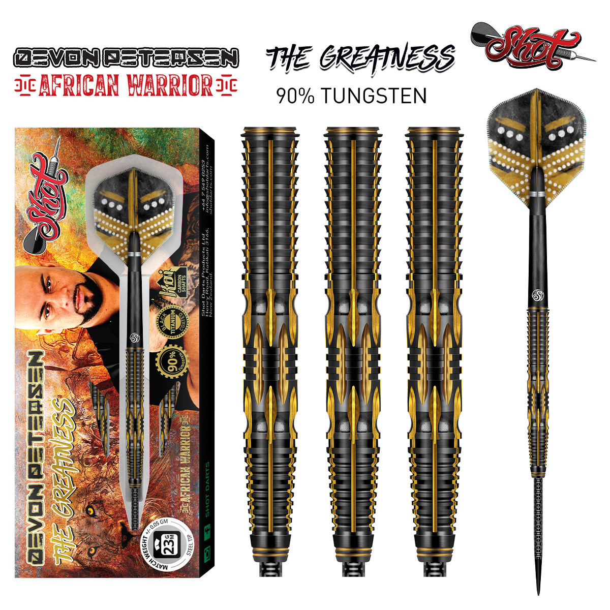 Shot Devon Peterson Greatness Steel Tip Darts - 24g - theDartZone.com