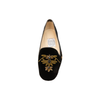 Embroidered Black Velvet Flats 