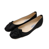 Knotted Satin Black Flats 