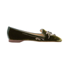 Embroidered Velvet Olive Flats 