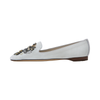 Embroidered White Velvet Flats 