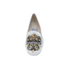 Embroidered White Velvet Flats 