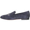 Embroidered Navy Suede Tux Slipper