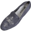 Embroidered Navy Suede Tux Slipper