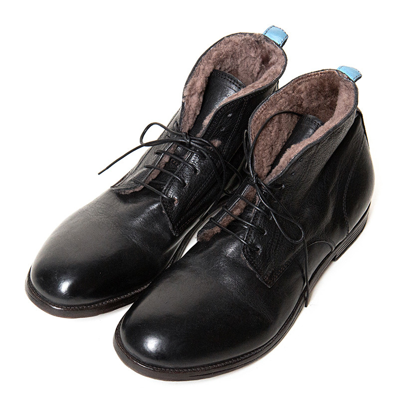 chinese dress ladies Milano Genuine Leather Black Fleece-Lined Shoes, Black / EU 45 / UK 10.5 / US 11 main image 1