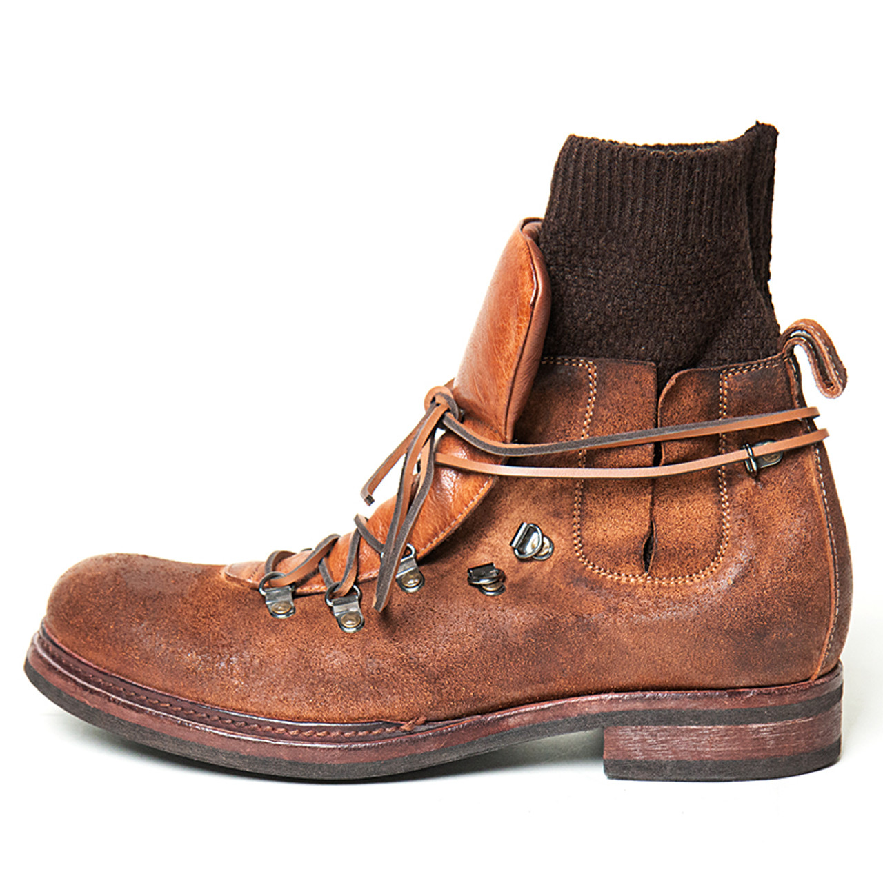 Moma Knit Leather Hiking Boot in Rust for Men | Alan Bilzerian