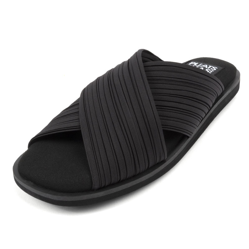 black slip on sandals