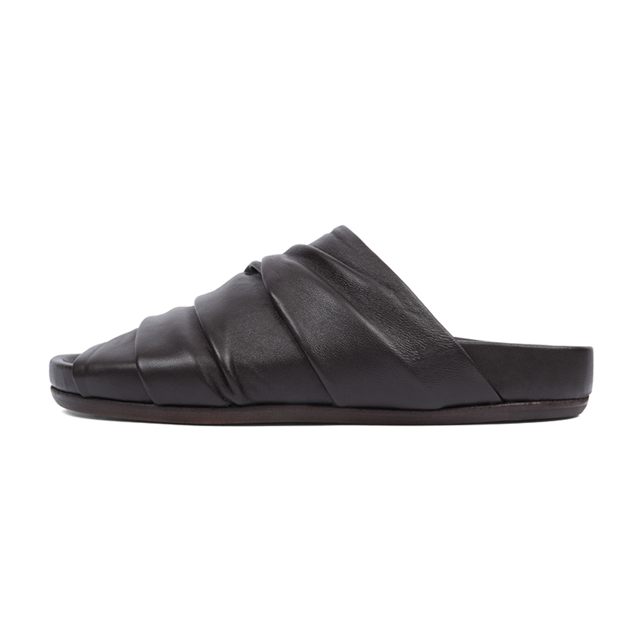 Rick Owens Draped Granola Leather Slides | Alan Bilzerian