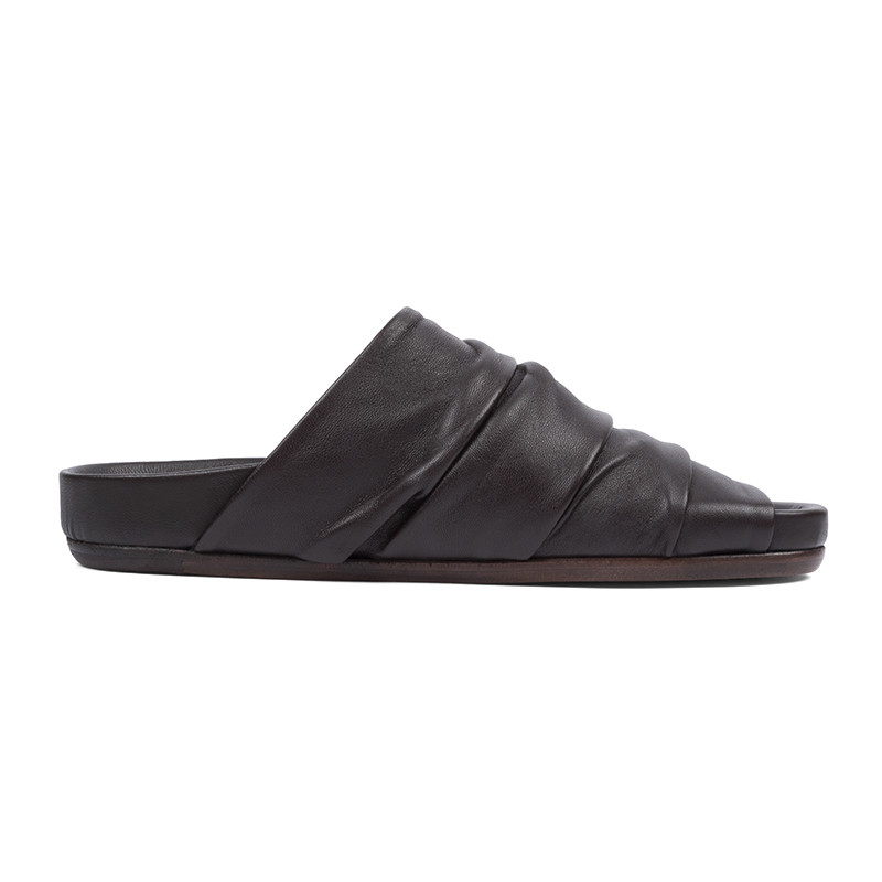 Rick Owens Draped Granola Leather Slides | Alan Bilzerian