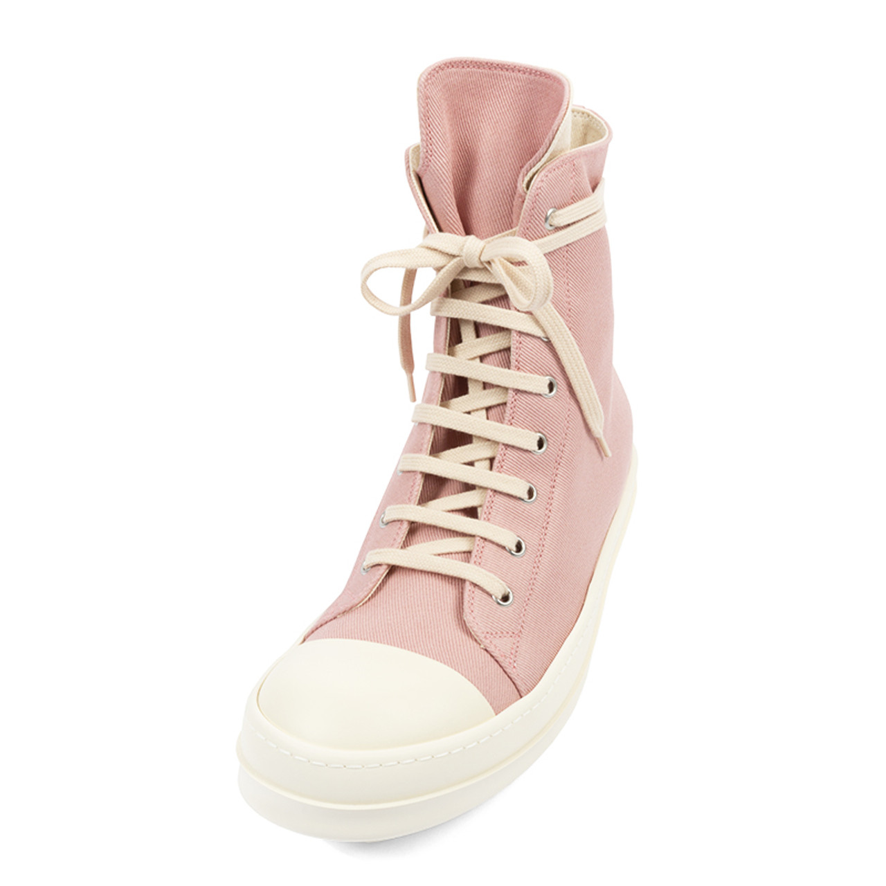 Rick Owens DRKSHDW Faded Pink Canvas High Top Sneaker | Alan Bilzerian