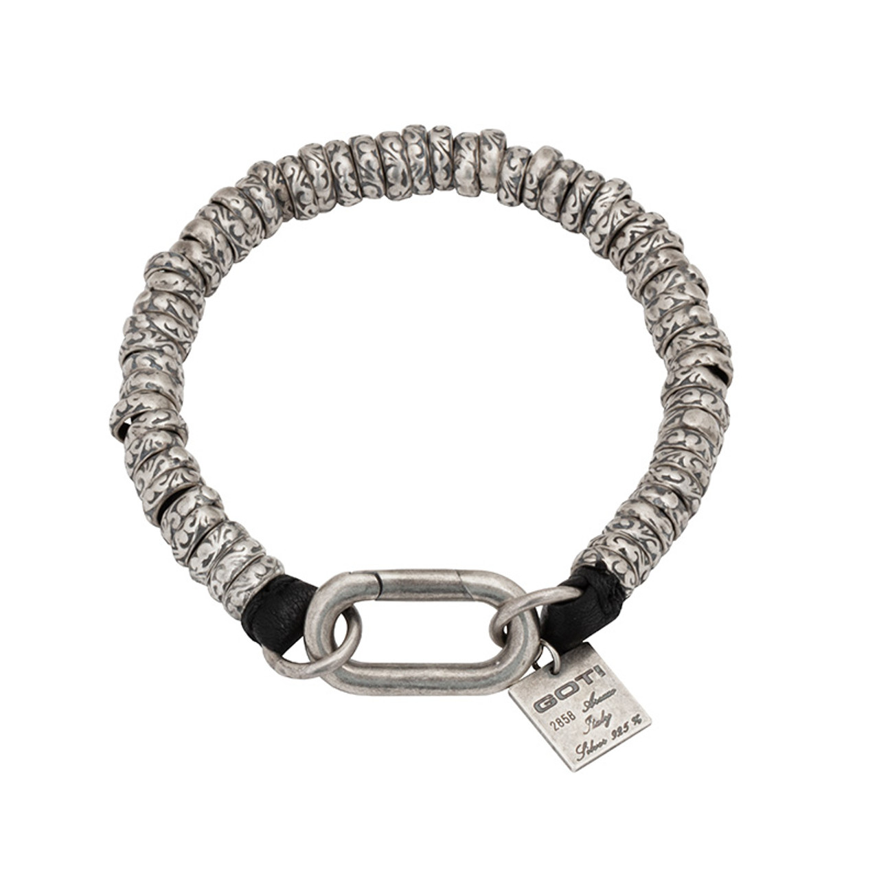 Goti Engraved Sterling Silver Beads Bracelet | Alan Bilzerian