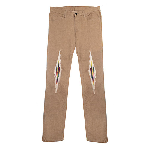 Western Embroidered Beige Trouser