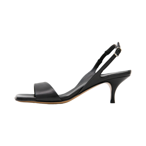 Black Open Toe Sling-Back Pump