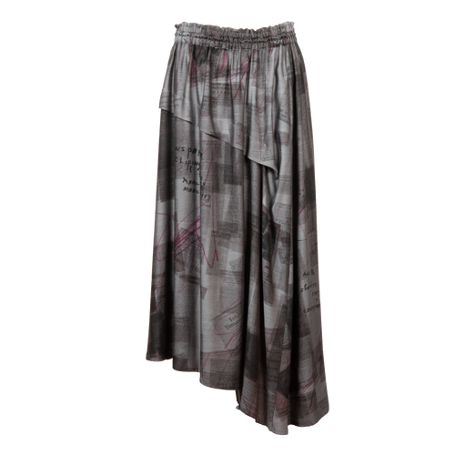 Red Cutaway Printed Skirt 