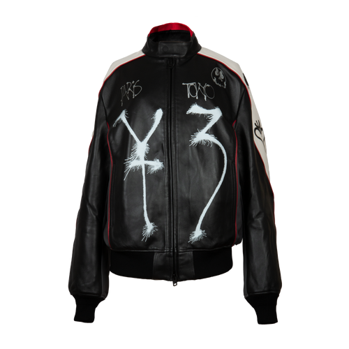 Spray Print Leather Jacket 