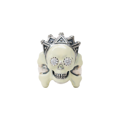 Silver 950 Crown Skull Ring 