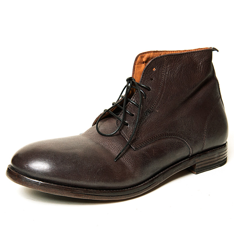 Moma Brown Leather Laced Low Boot for Men | Alan Bilzerian