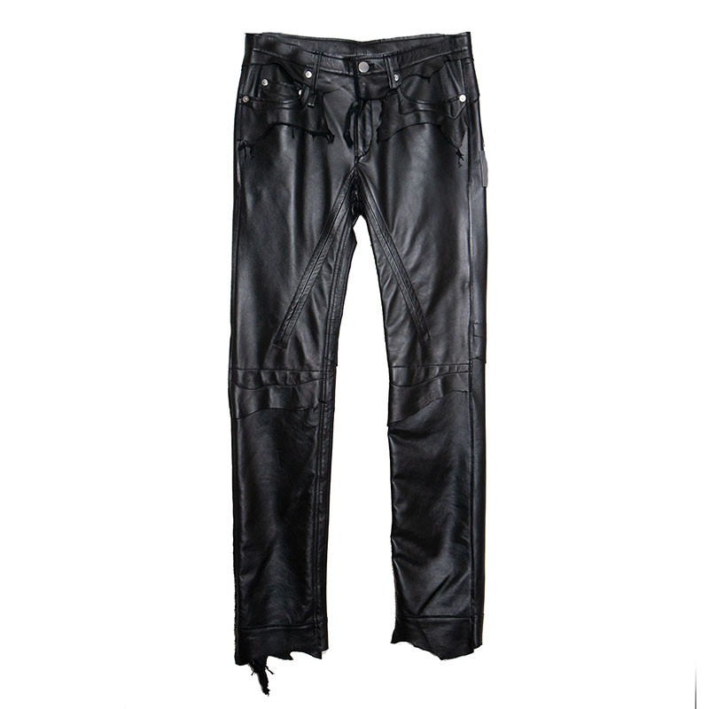 Two Tone Faux Leather Trousers - Dark Blue/Black - Just $7