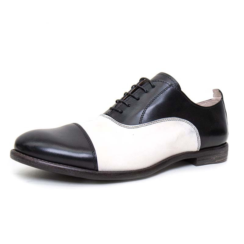Moma Black White Leather Derby Shoe for Men | Alan Bilzerian