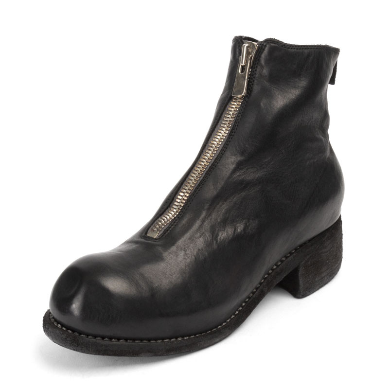 Black Front Zip Ankle Boot