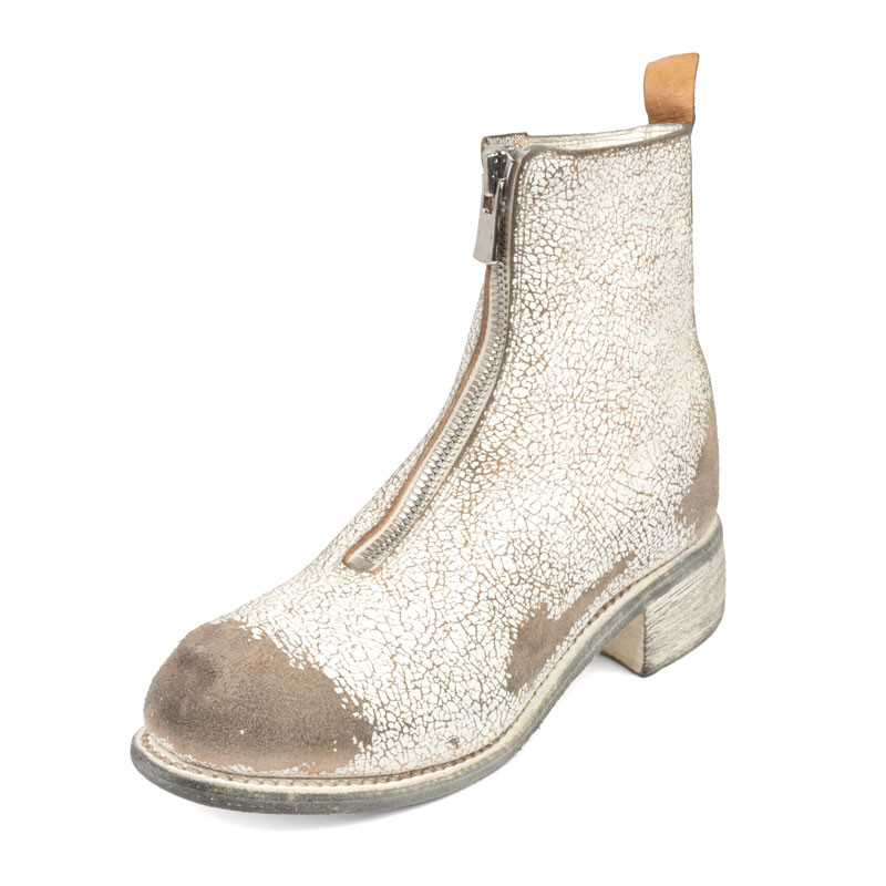 Guidi White Front Zip Ankle Boot 