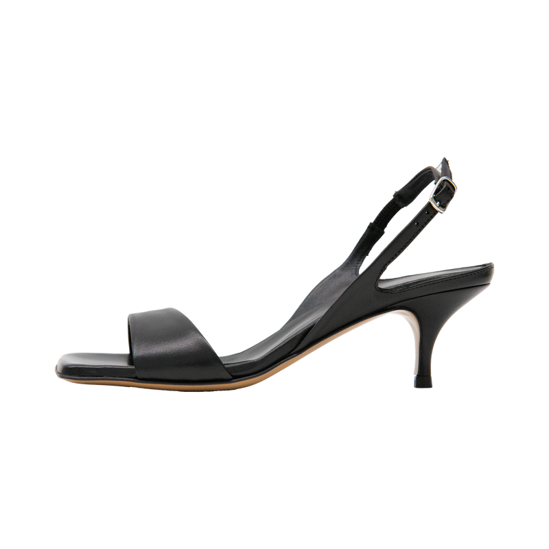 Black Open Toe Sling-Back Pump