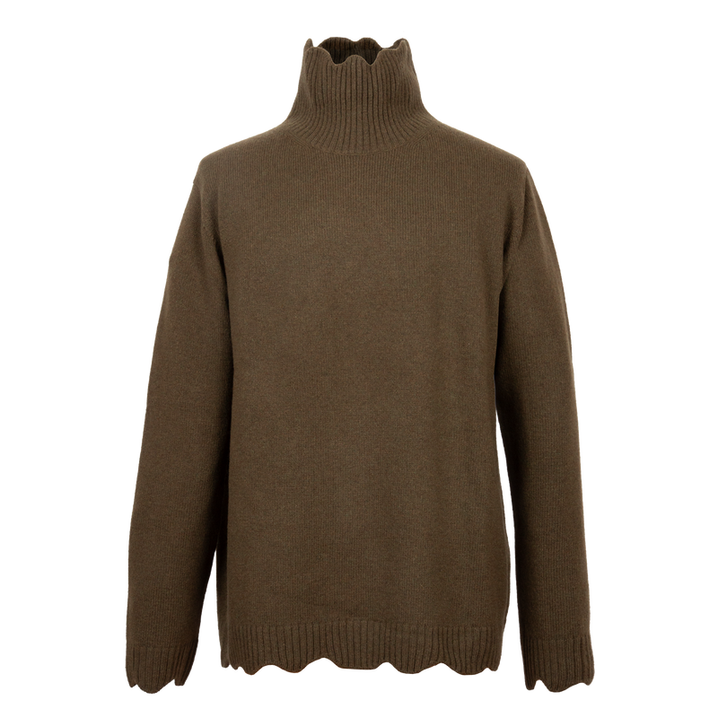 Scallop Mock-Neck Sweater 
