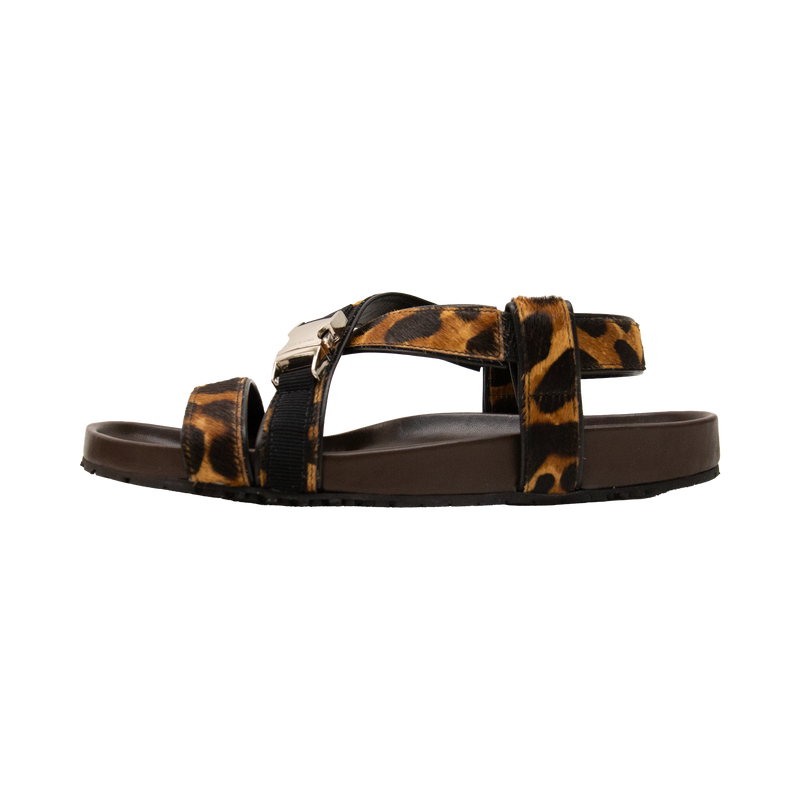 Leopard Print Calf Hair Sandal 