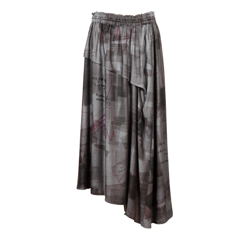 Red Cutaway Printed Skirt 