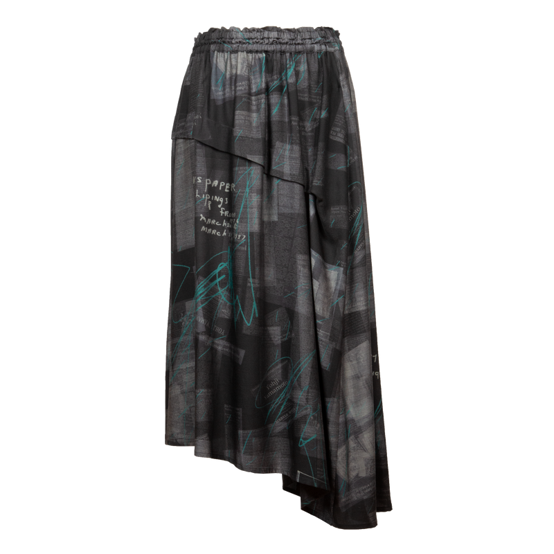 Green Cutaway Printed Skirt 