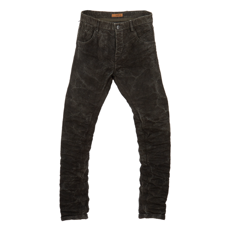 Dark Green Crinkled Hemp Pant 